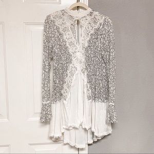 Free People White Lace Tunic Dress Medium